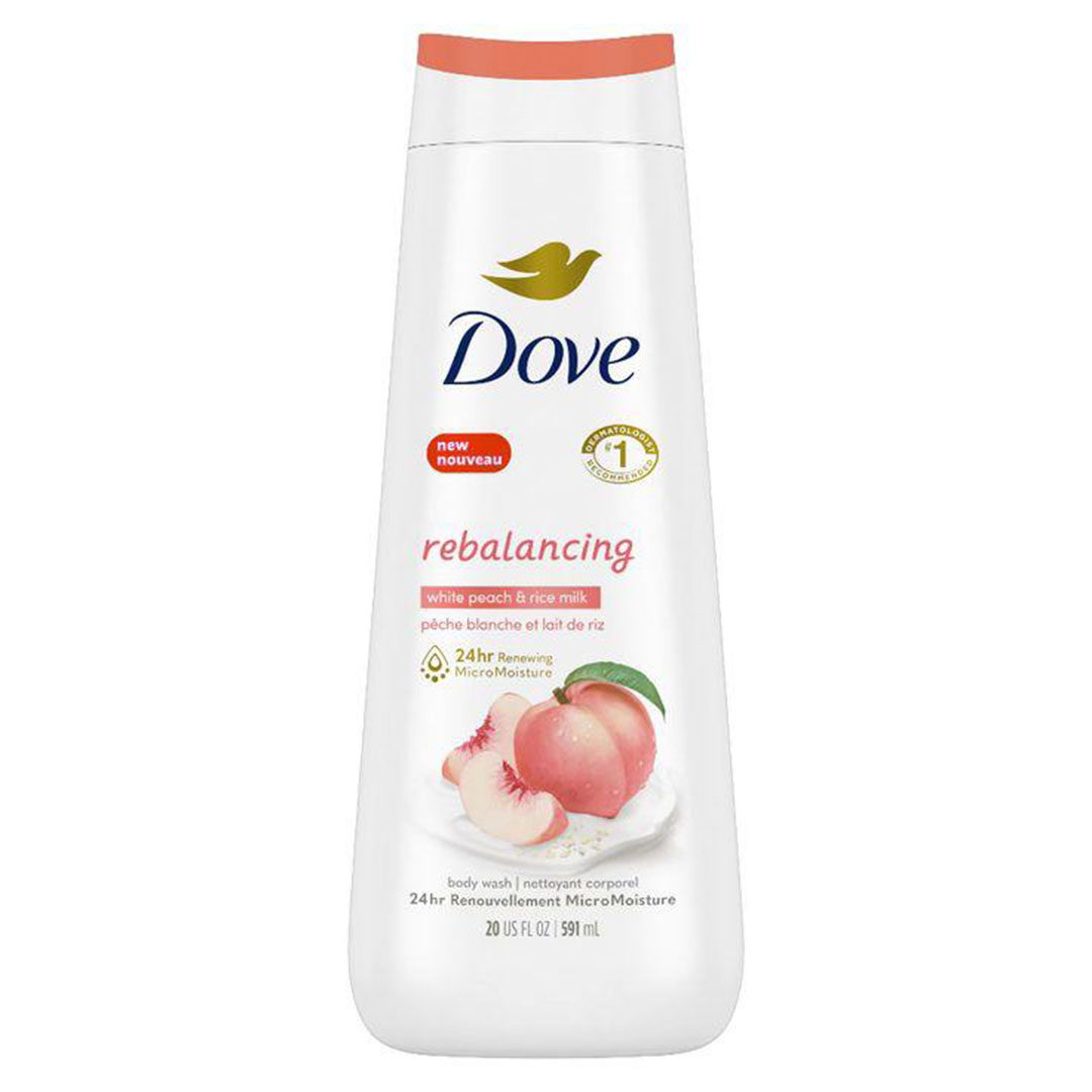 Dove rebalancing white peach&rice milk body wash 591ml